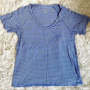 Blue and white striped t-shirt
